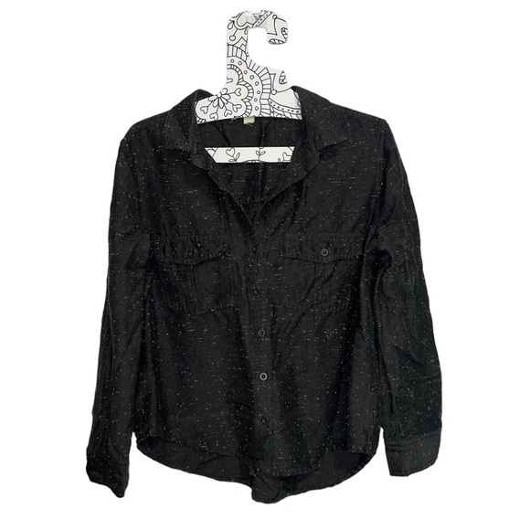 Anthropologie Cloth & Stone Speckled Long Sleeve Charcoal Gray Blouse - Picture 1 of 6